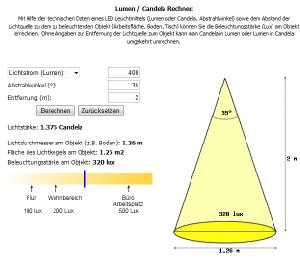 Lumen-Candela-Lux Umrechner