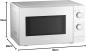 Preview: Bosch Serie 2 Mikrowelle, 26 x 44 cm, 800 W, Drehteller, Reinigungsunterstützung, LED-Beleuchtung gleichmäßige Ausleuchtung FFL020MW0