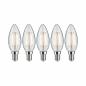 Preview: 5er Paulmann 5092 LED Filament Kerzen E14 2,6W wie 25W klar 2700K warmweißes Licht