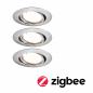 Preview: Paulmann 92464 LED Einbauleuchte Smart Home Zigbee Base Coin Basisset schwenkbar rund 90mm 20° 3x4,9W 3x430lm 230V dimmbar 3000K Eisen gebürstet