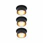 Preview: 3er Set Einbauleuchten Paulmann 93379  Gil Coin 3StepDim starr LED 3x6W 2700K 230V schwarz matt/gold Alu