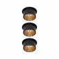 Preview: 3er Set Einbauleuchten Paulmann 93379  Gil Coin 3StepDim starr LED 3x6W 2700K 230V schwarz matt/gold Alu