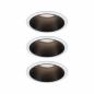 Preview: Paulmann 93402 Einbauleuchte Set Cole Coin 3StepDim rd starr LED 3x6.5W 2700K weiß/schwarz