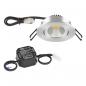 Preview: EVN P-LED Decken-Einbaustrahler mit warmweißem Licht & hoher Farbwiedergabe dimmbar  rund schwenkbar alu pol. (STL) IP20 6W 2700K 575lm 90Ra EinbauØ68