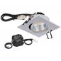 Preview: EVN P-LED Decken-Einbaustrahler mit warmweißem Licht quad. schwenkbar chrom IP20 8.4W 3000K 1010lm 90Ra EinbauØ68