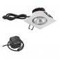 Preview: EVN P-LED Decken-Einbaustrahler mit warmweißem Licht dimmbar feuchtraumgeeignet quad schwenkbar alu pol. IP65 6W 3000K 90Ra EinbauØ68