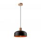 Preview: Bioledex Retro Pendelleuchte 30cm schwarz-orange Metall, Holz