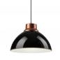 Preview: Bioledex Pendelleuchte Glaslampe 30cm schwarz mit Textiklabel