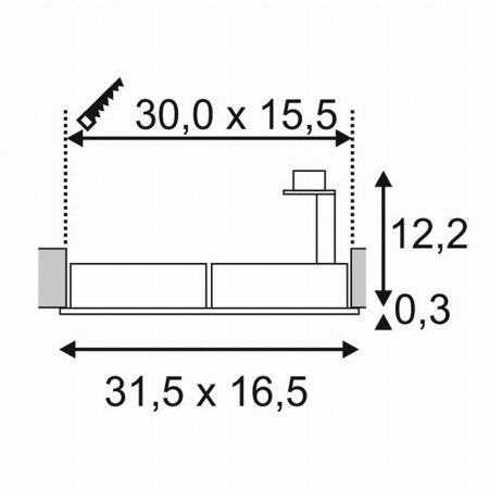 SLV 113840 NEW TRIA ES111 SQUARE 2-flammige Einbaulleuchte, schwarz, inkl. Clipfedern