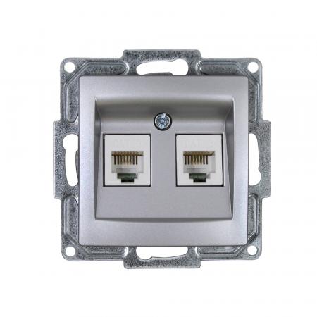 Günsan Visage Telefon Steckdose 2-fach CAT3 Silber