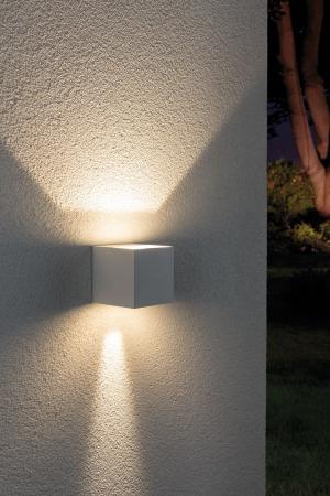 Außen Wandleuchte Cybo LED eckig 8x8cm Weiß up&down Licht Paulmann 18001