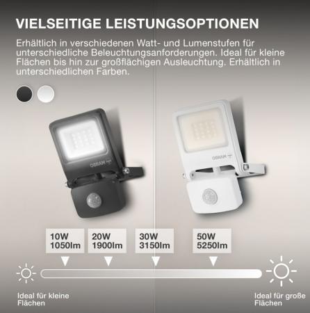 Osram Endura LED Fluter mit Sensor 20W 3000K warmweißes Licht IP44 weiss