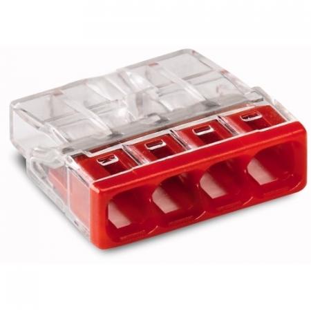 100 x Wago 2273-204 Verbindungsklemme transparent orange für alle Leiterarten 4-Leiter bis 0,5-2,5qmm
