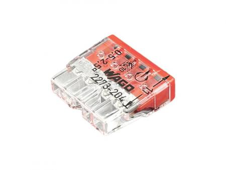 100 x Wago 2273-204 Verbindungsklemme transparent orange für alle Leiterarten 4-Leiter bis 0,5-2,5qmm