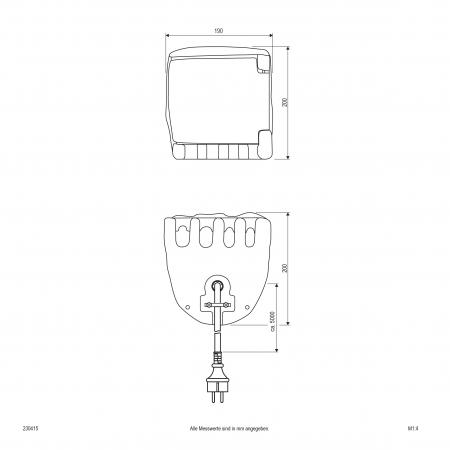 EVN 230415 4-fach Energieverteiler aus Polyresin in Steinoptik IP44 230 V mit 5 m Anschlussleitung und 4 Steckdosen