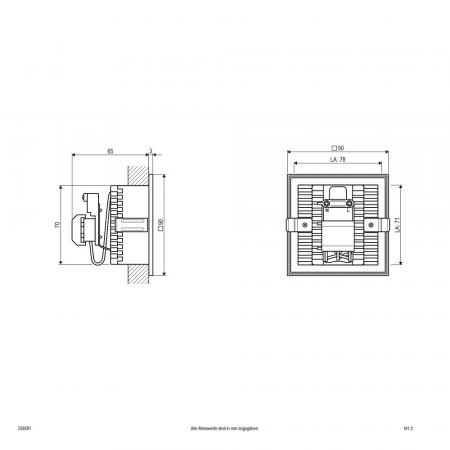 EVN 239501 Wandeinbauleuchte Weiß quadratisch G9 230 V AC dimmbar mit opaler Glasabdeckung 25 W für Innenbereiche Einbaumaße 78 x 71 x 65 mm