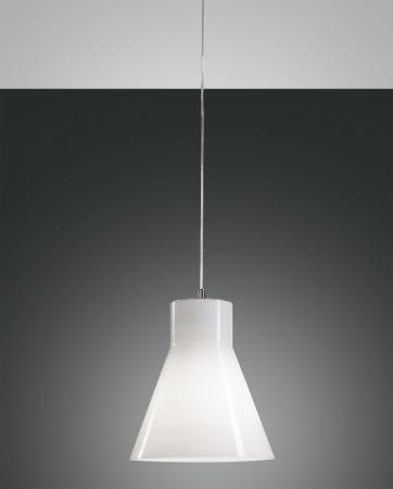 Diana 1-flammige dimmbare Pendelleuchte geblasenes opalweißes Glas Verchromt Fabas Luce
