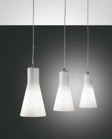 3-flammige Pendelleuchte Diana mit 3 opalweißen Glasschirmen von Fabas Luce