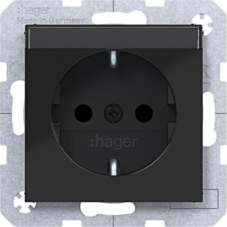 Hager SD SCHUKO BF erh. BS Ax/Cx schwarz gl