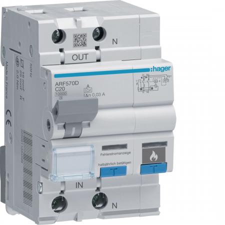 Hager AFDD mit FI-LS 1P+N 10kA C-20A 30mA A 3M