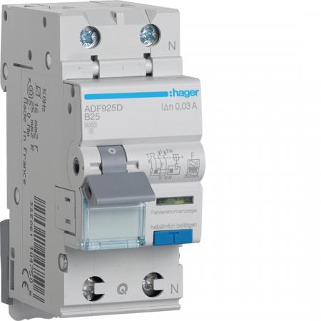 Hager Fehlerstrom-Leitungsschutzschalter 1P+N 6kA B-25A 30mA Typ F QuickConnect