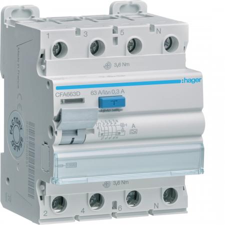 Hager FI-Schalter 4P 10kA 63A 300mA Typ A