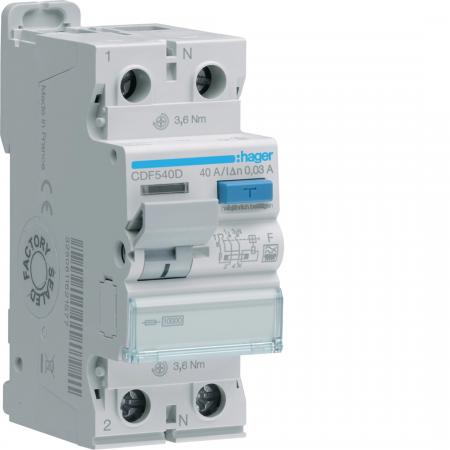 Hager FI-Schalter 2P 10kA 40A 30mA Typ F