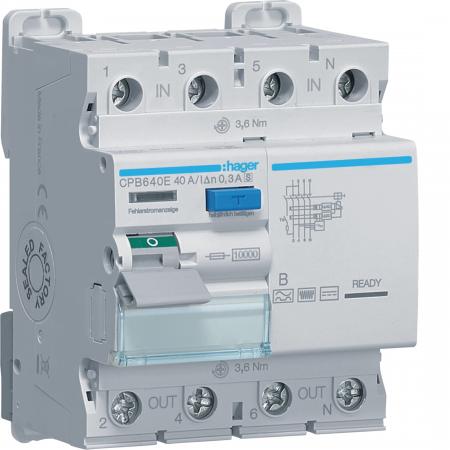 Hager FI-Schalter 3P+N 10kA 40A 300mA Typ B S