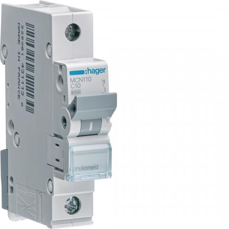 Hager MCN110 Leitungsschutzschalter 10 A, 1-polig, C-Charakteristik, 6 kA, 1 Modul