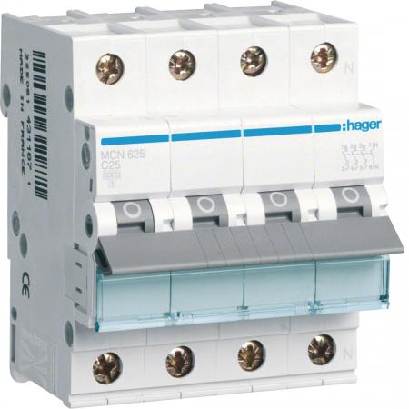 Hager MCN625 Leitungsschutzschalter 3P+N, C25 A, 6 kA, 4 TE