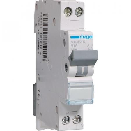 Hager MKN516 Leitungsschutzschalter 16 A, 1P+N, B-Charakteristik, 6 kA, 1 Modul