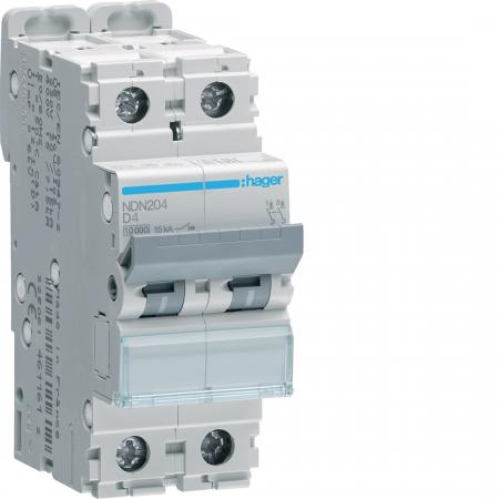 Hager LS-Schalter 2 polig 10kA/15kA D-4A 2M
