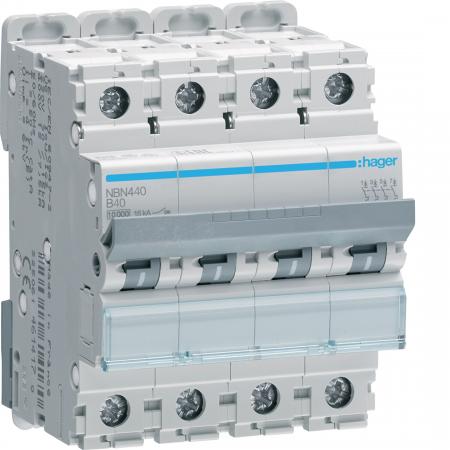 Hager LS-Schalter 4 polig 10kA/15kA B-40A 4M