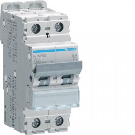 Hager LS-Schalter 2 polig 10kA/15kA C-50A 2M