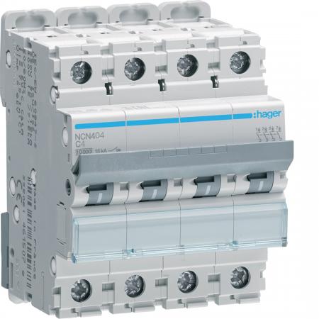 Hager LS-Schalter 4 polig 10kA/15kA C-4A 4M