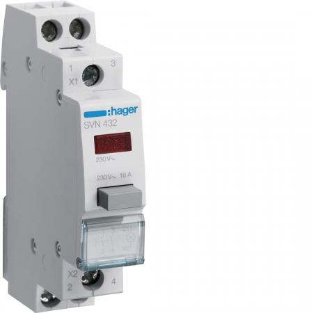 Hager Taster 16A 2S 230V AC Leuchtm. rot 1PLE