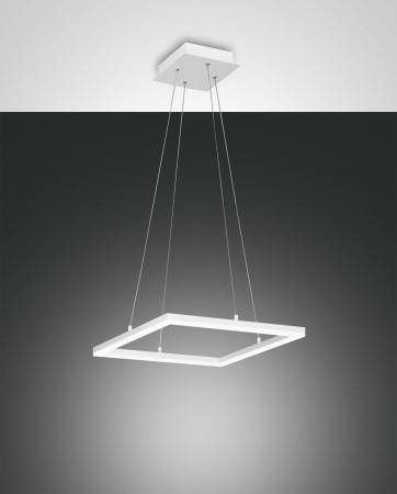Elegante quadratische Bard LED-Pendelleuchte Weiss 42x42cm Fabas Luce