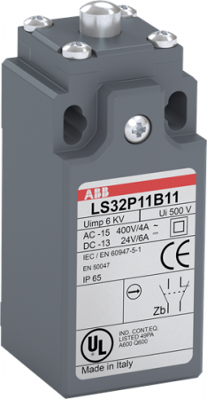 ABB LS33P11B11 Standard-Positionsschalter Kunststoff-Gehäuse grau IP65 Druckbolzen aus Stahl