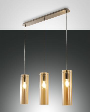 Sintesi Pendelleuchte 3-flammig dimmbar in Amber aus Borsilicatglas von Fabas Luce