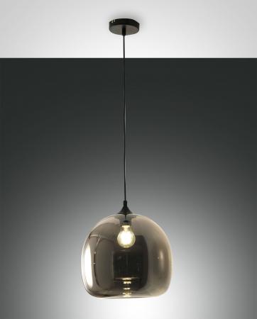 Maia Pendelleuchte Rauchglas geblasen schwarz Fabas Luce