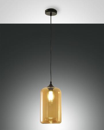 Silo Pendelleuchte in Amber dimmbar aus geblasenem Glas von Fabas Luce