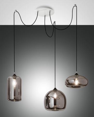 Fiona Spinnen Pendelleuchte Eßtischlampe Geblasenes Glas Grau transparent dimmbar Fabas Luce