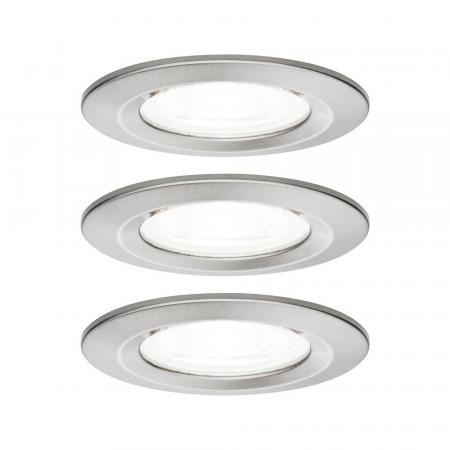 Paulmann 92979 Einbauleuchte Set Nova rund starr LED IP44 4000K Eisen gebürstet