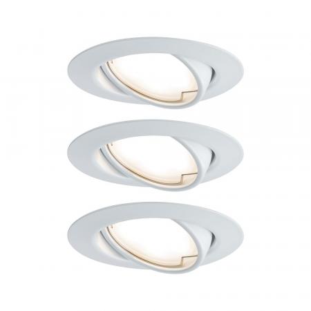 3-er Set schwenkbare LED Einbauleuchten Base Coin Weiß/Metall Paulmann 93423