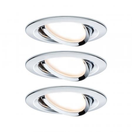 3er Set LED Einbauleuchten Nova Coin mit 3-stepdim schwenkbar Chrom/Alu Paulmann 93488