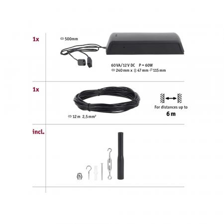CorDuo LED-Seilset Basic Paulmann Schwarz Set aus Trafo und Seil 94496 ohne Spots