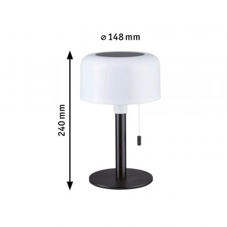 Paulmann  94606 Outdoor Solar Tischleuchte Bartja IP44 USB Schwarz