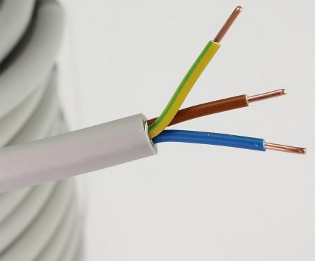Emskabel  Stromleitung "NYM-J", 50m, isoliert 3G2,5, grau, Außen-Ø 8,2mm, Ring