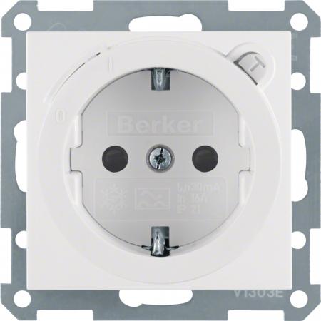 Berker 47088989 Steckdose SCHUKO mit FI-Schutzschalter S.1/B.3/B.7 polarweiß, gl