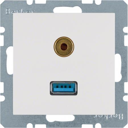 Berker 3315391909 USB/3,5 mm Audio Steckdose S.1 p-w matt